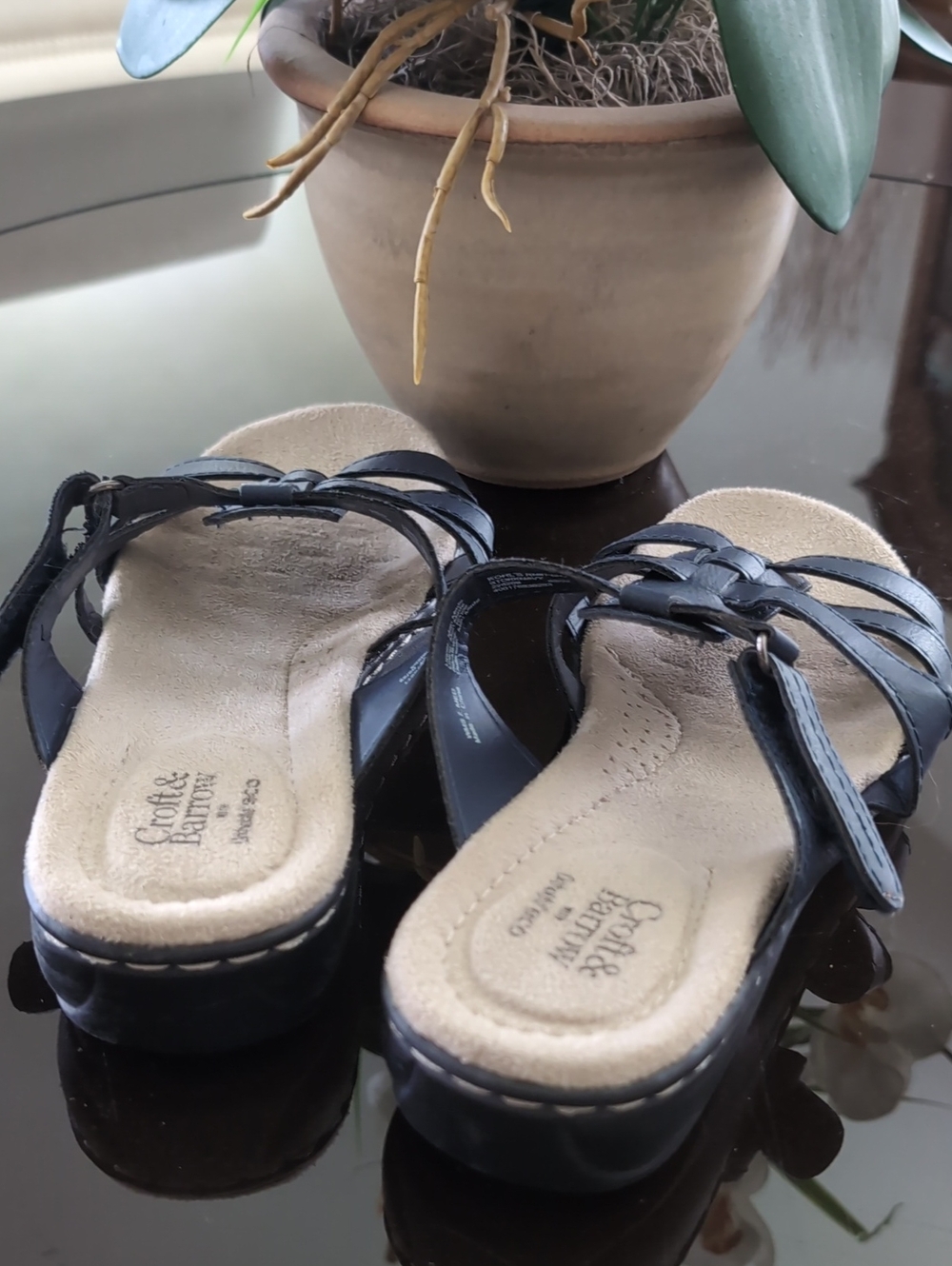 Croft & Barrow Navy Strappy Slip-On Women's Sandals